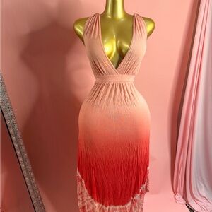 Gypsy Elegant Pink and Red Ombre Dress made in Hollywood